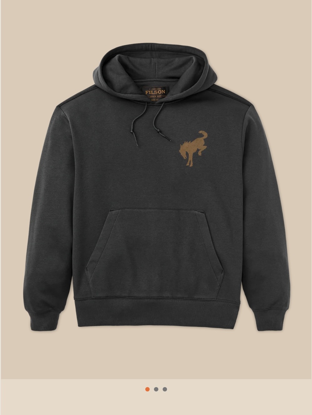 SOLD OUT- Rare Bronco - Filson Charcoal Hoodie with Brown Logo Graphic